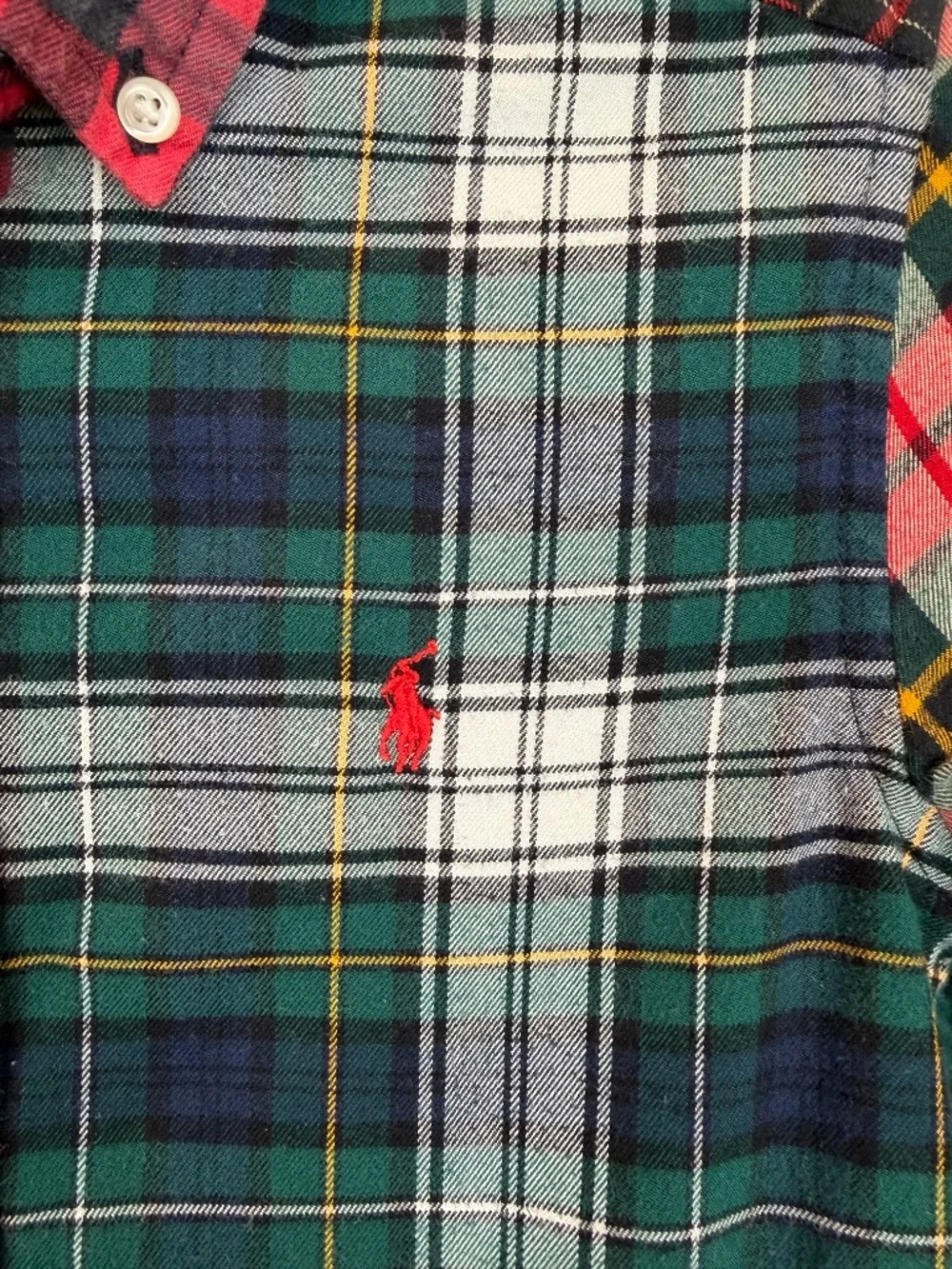 Ralph Lauren Boys Size 6 Patchwork Plaid Button Down Shirt Multicolor